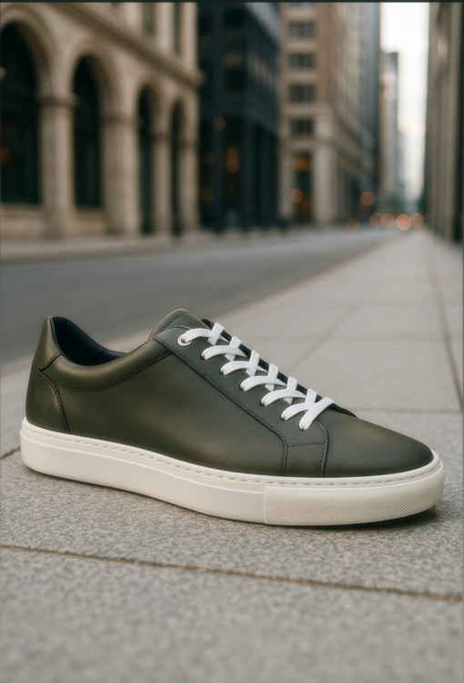 کفش ونس چرم سبز زیتونی