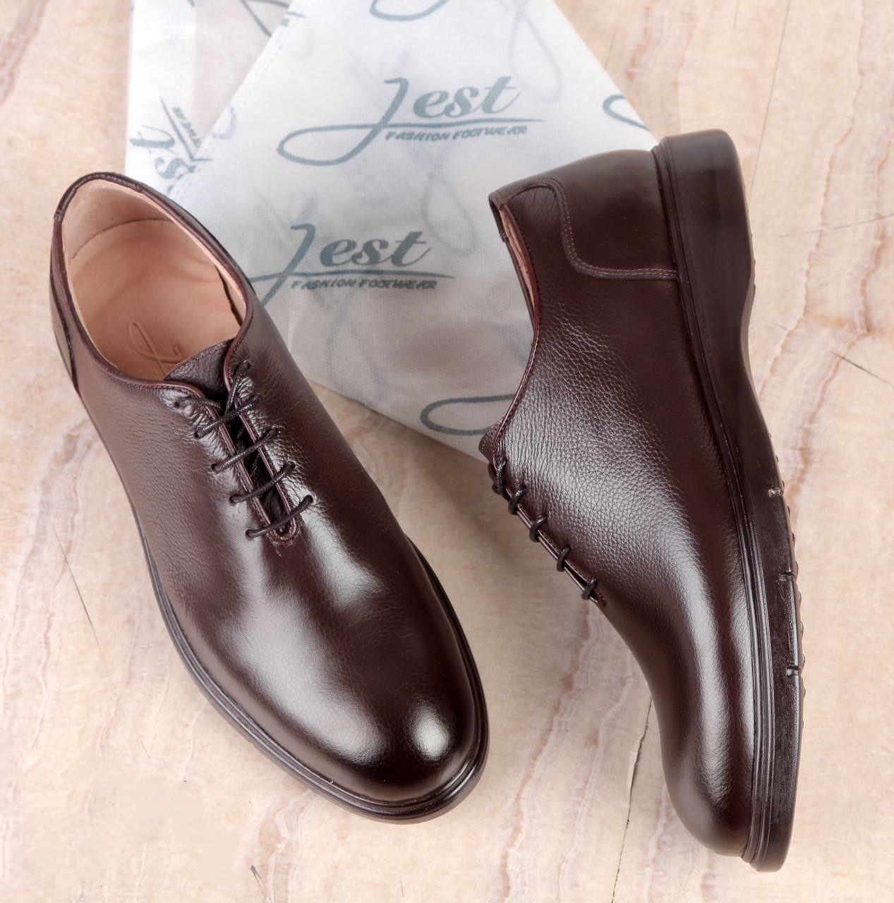 کفش چرم قهوه ای مردانه