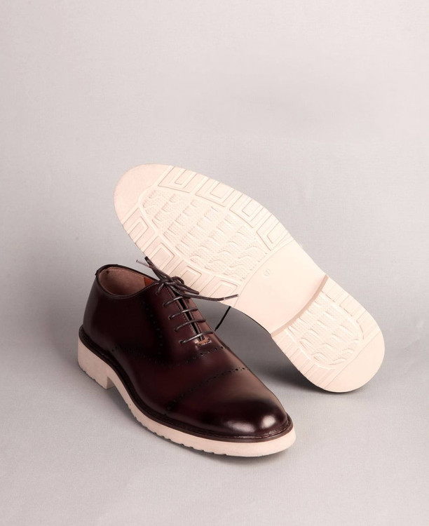 کفش چرم قهوه ای مردانه