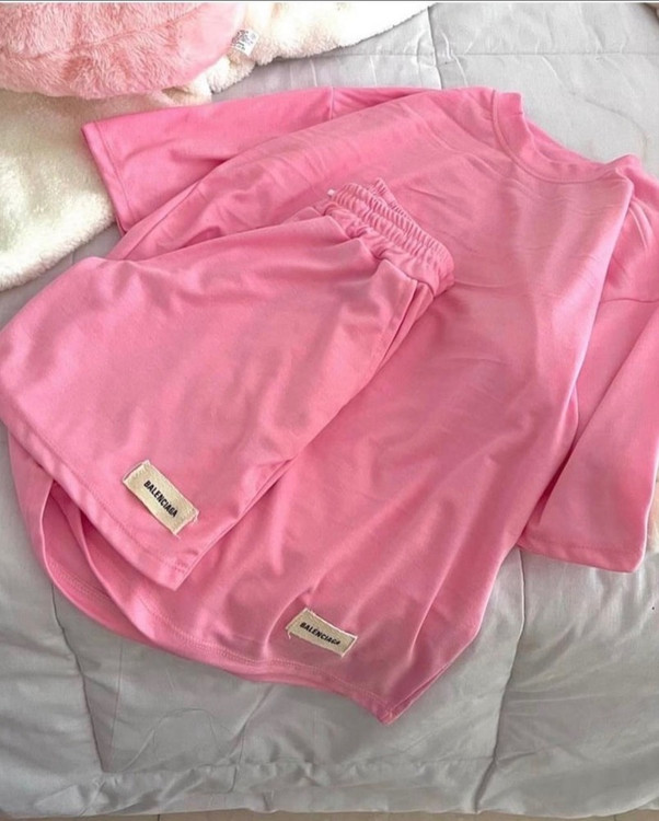 ست تیشرت شلوارک صورتی